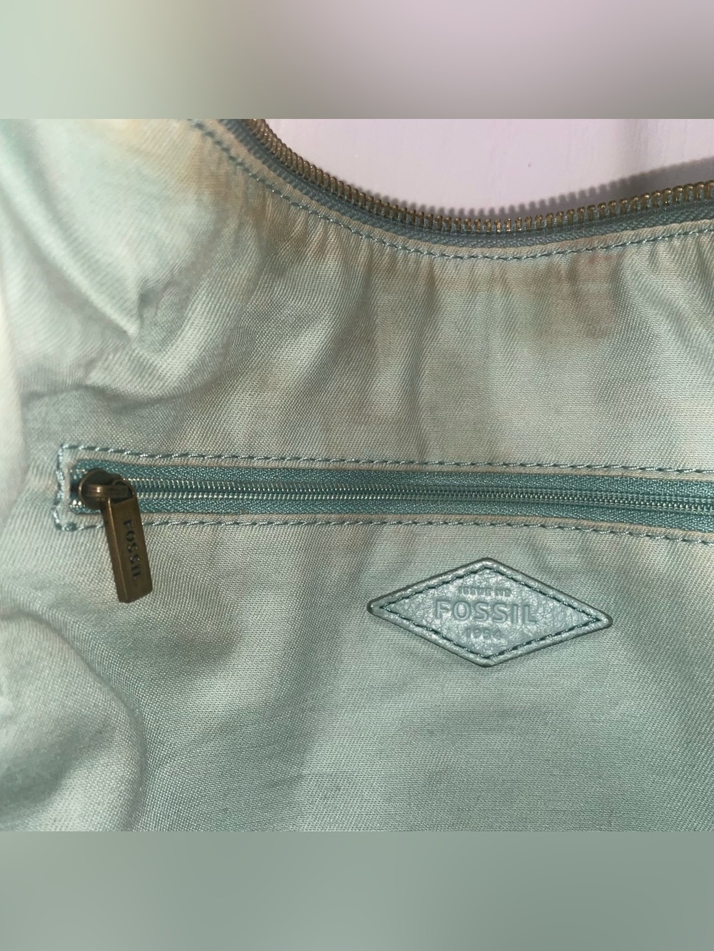 Fossil Leather Sea Green Mint Crossbody Shoulder Bag Boho Tahoe Indie Resortwear - Picture 14 of 16